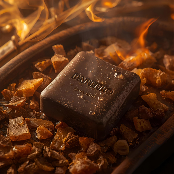 “Pareero Gold Soap – rich woody and amber infused bar with exotic Arabian fragrance”