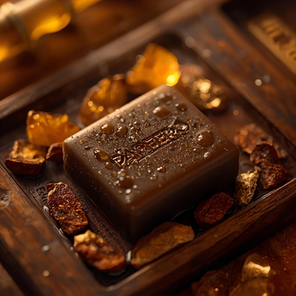 “Pareero Gold Soap – rich woody and amber infused bar with exotic Arabian fragrance”