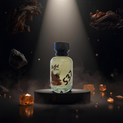"Pareero Black Afgano-inspired luxury perfume with dark resin, cannabis, coffee, oud, amber, incense, and woody notes, premium oriental fragrance bottle."