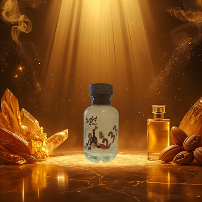 "Pareero 233 premium perfume inspired by Tragedy of George, featuring notes of brandy, amber, leather, tonka bean, and incense, luxury niche fragrance bottle."