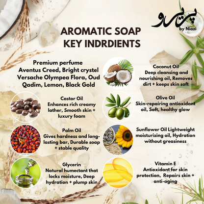 “Pareero Oudh Qadim Soap – rich oud-infused bar with exotic Arabian fragrance”