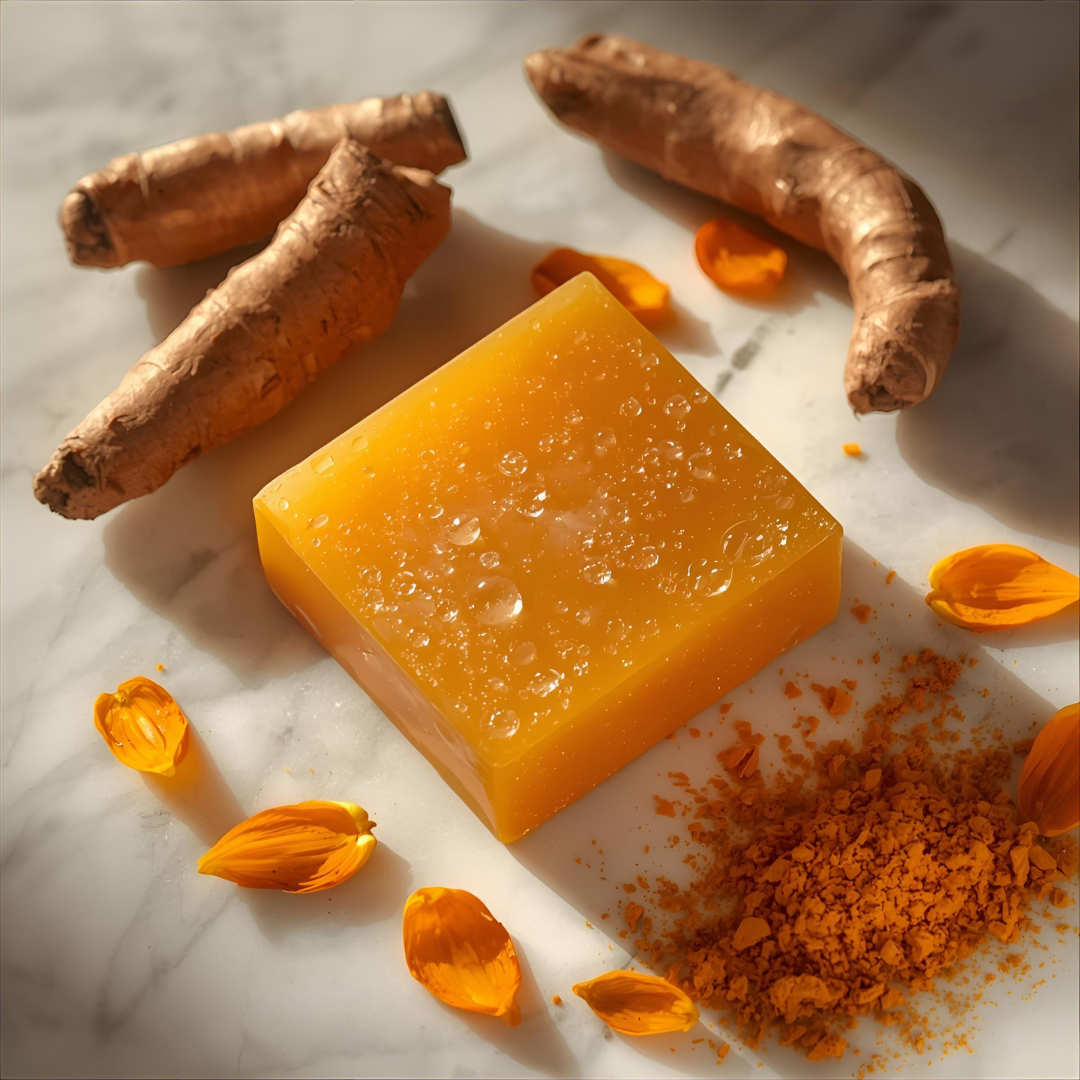 “Pareero Turmeric Soap – brightening organic bar with turmeric extract for glowing skin. Herbal turmeric soap with natural antioxidants – helps reduce spots and enhance skin tone”