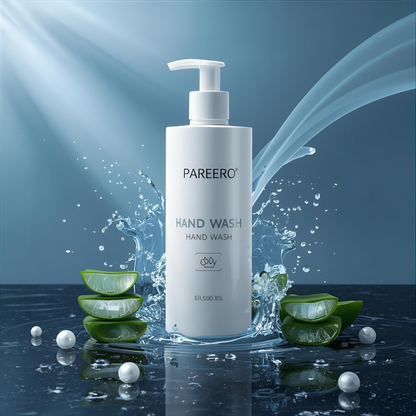 “Pareero Hand Wash 500ml – premium liquid soap with aloe vera, glycerin, and conditioner for soft, clean, and refreshed hands.”
