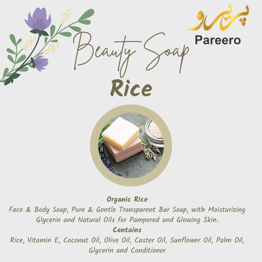 Pareero rice brightening soap for even skin tone and soft texture