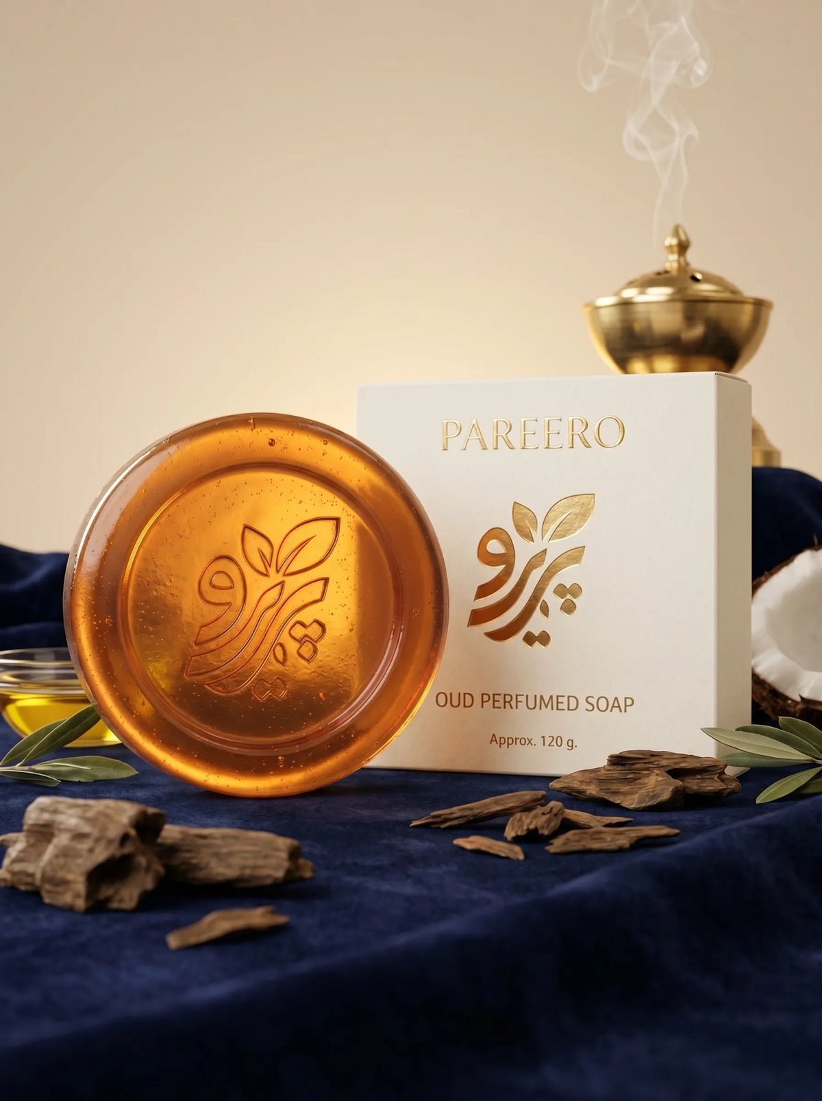 Pareero Oud Qadim Inspired Perfumed Soap Bar with a rich woody oud fragrance for clean refreshed and healthy-looking skin
