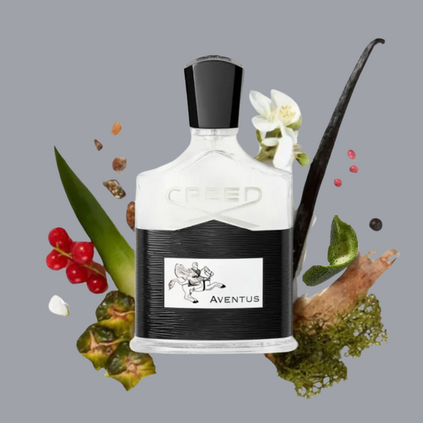 "Pareero Aventus-inspired luxury perfume with pineapple, birch wood, musk, and green apple notes, premium masculine fragrance bottle."