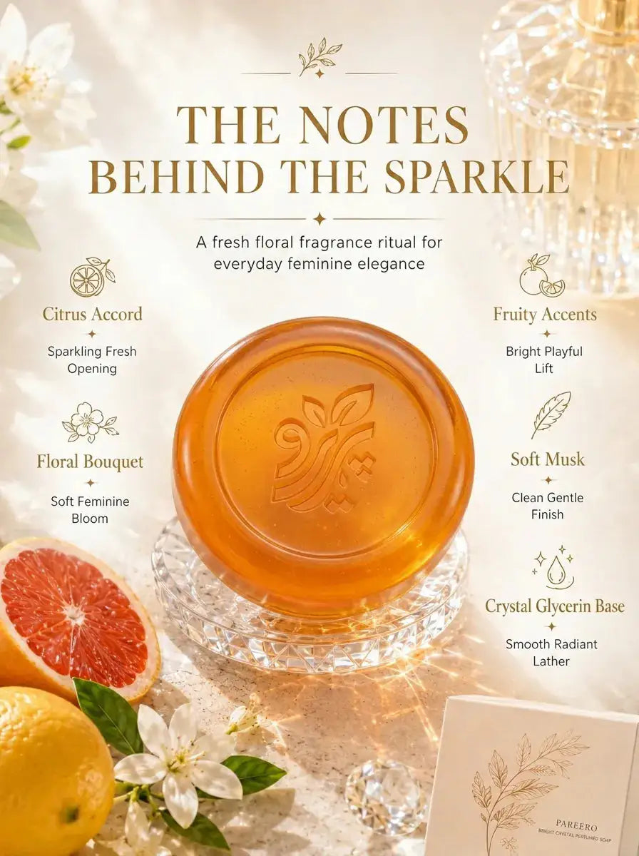 Pareero Bright Crystal Inspired Perfumed Soap Bar with a fresh floral fragrance for soft clean and refreshed skin