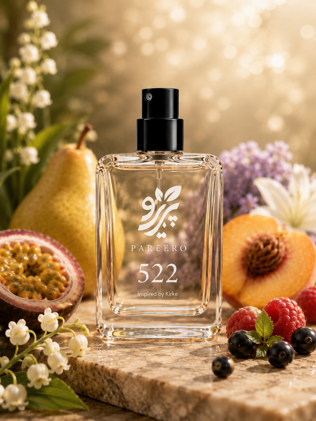 Pareero 522 Inspired by Kirke perfume with passionfruit, pear, peach, raspberries, cassis and lily of the valley