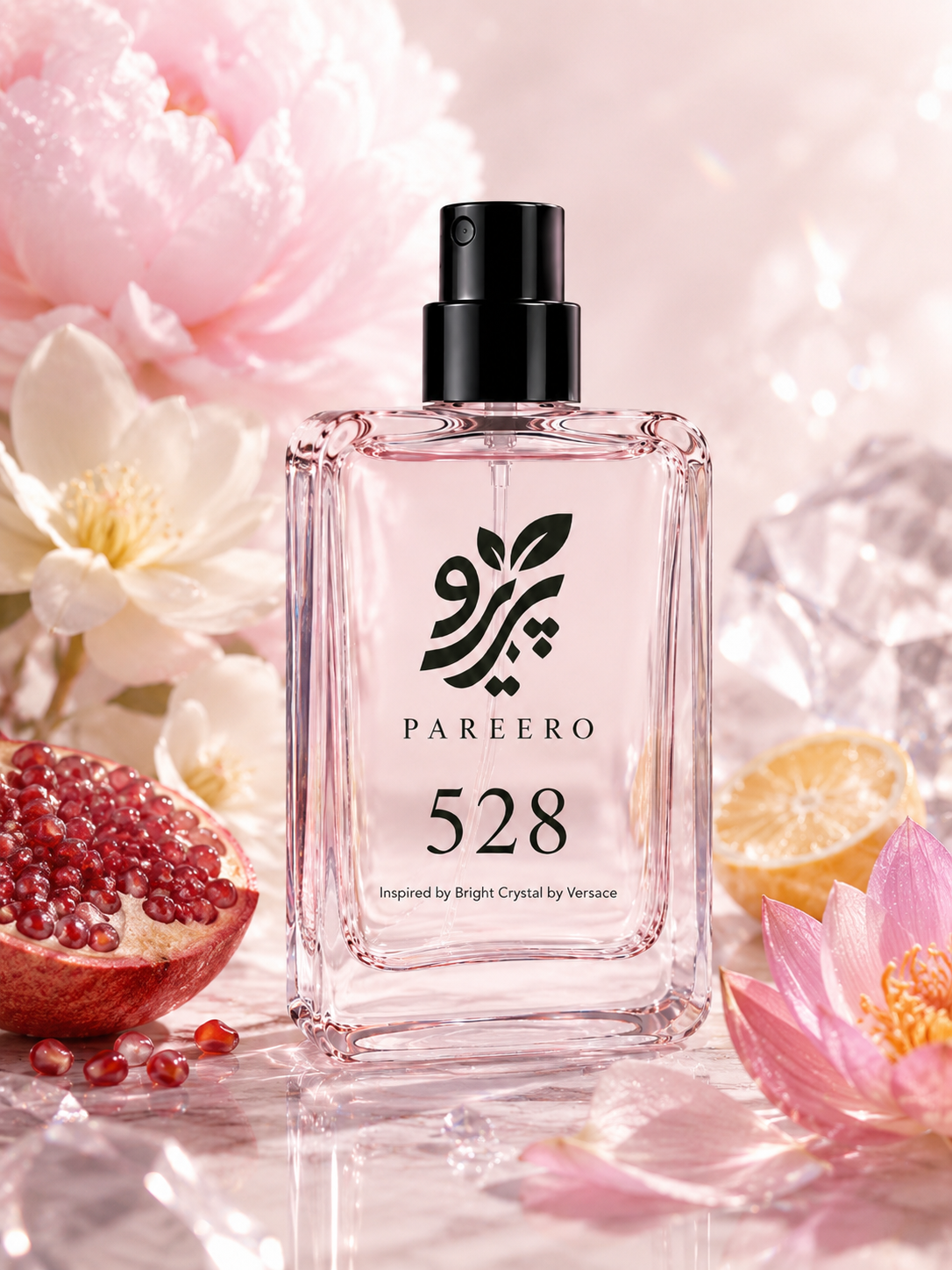 PAREERO 528 Bright Crystal inspired fragrance with pomegranate, citrus and pink florals