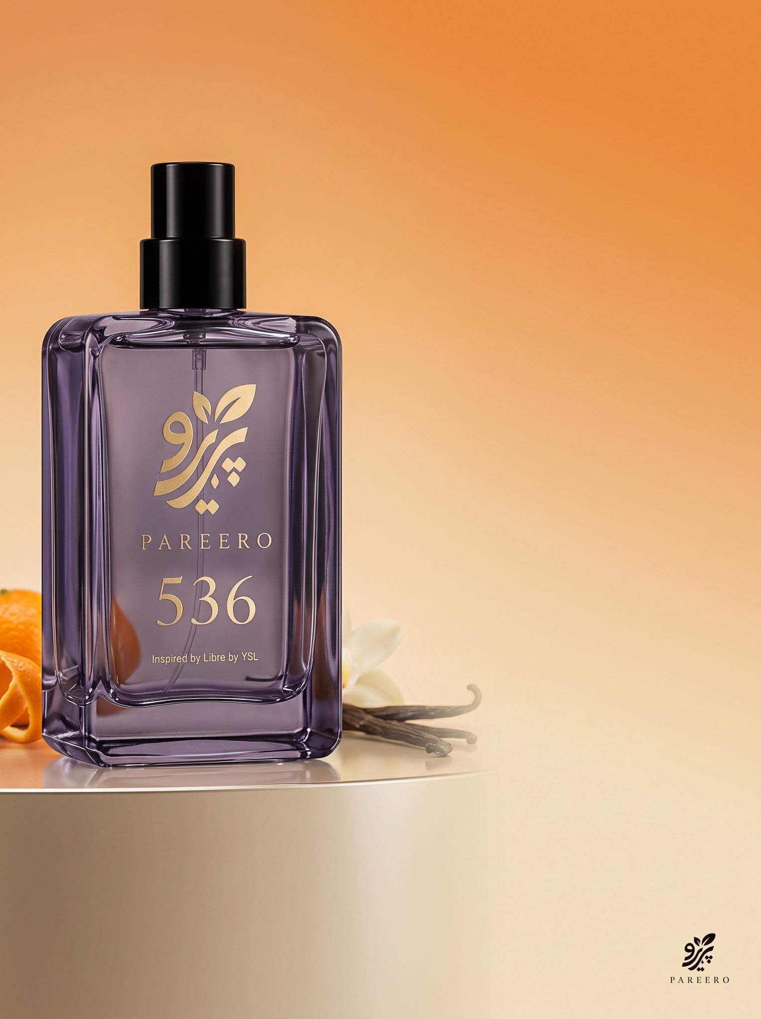 PAREERO 536 Libre-inspired fragrance with orange peel, vanilla and elegant negative space