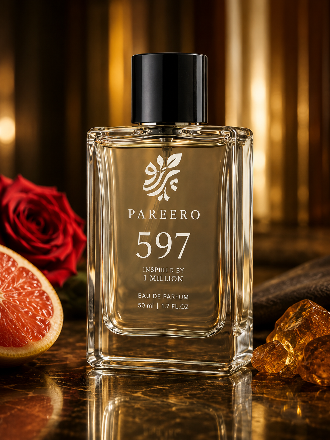 PAREERO 597 inspired by 1 Million with grapefruit rose amber and leather fragrance cues