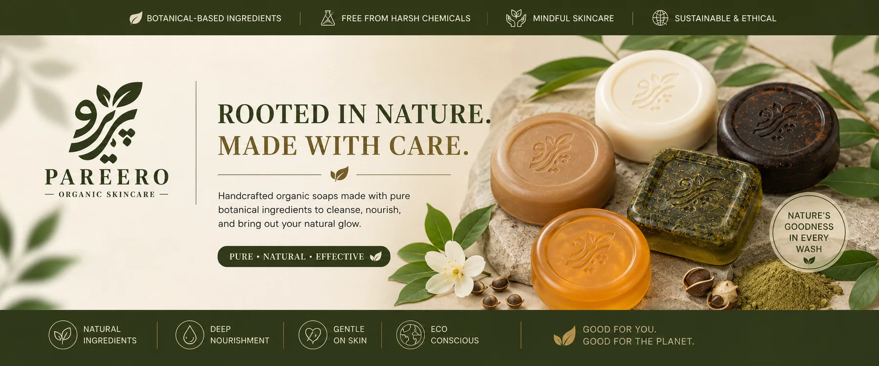 Pareero organic soaps made with botanical ingredients